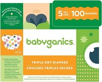 Babyganics Diapers  Size 5  100 Count  Triple Dry