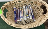 VHS movies and Wicker basket