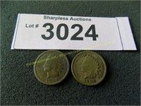1896 and 1900 Indian head pennies