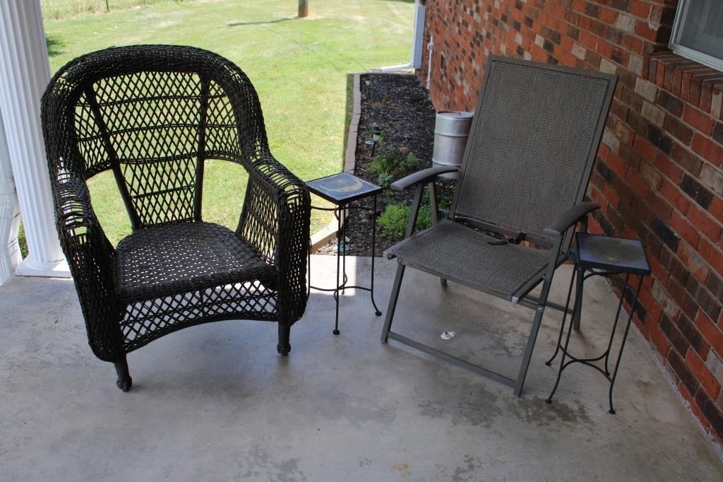 Outdoor Chairs w/ Tile Top Table Stands