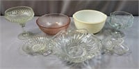 White Mixing Bowl/heavy, 1 pink bowl and 1 Crystal