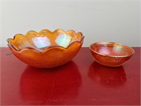 2 Marigold Carnival Glass Bowls-See Pictures