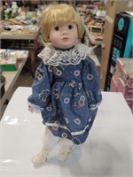 Vintage Blue Dress Porcelain Doll