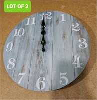 New LOT OF 3:Wall clock,12",Light blue.