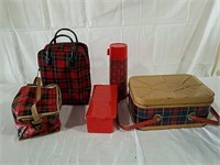 Red plaid picnic items