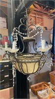Vintage Chandelier - metal & glass with beading -