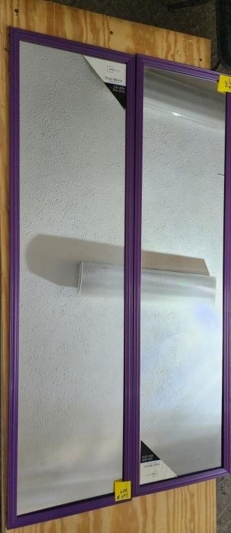 2 mirrors with purple frames