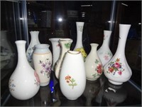 10 Assort Floral Decorated Vases