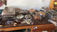 Large lot of chafing dishes, etc.