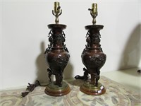 PAIR: JAPANESE BRONZE TABLE LAMPS