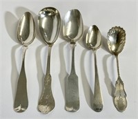 Coin silver lot: 202g, spoons, sugar shell,