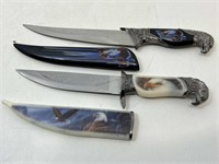 2 New Fixed Blade Eagle Fantasy Knives w/ Sheath