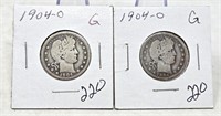 (2) 1904-O Quarters G