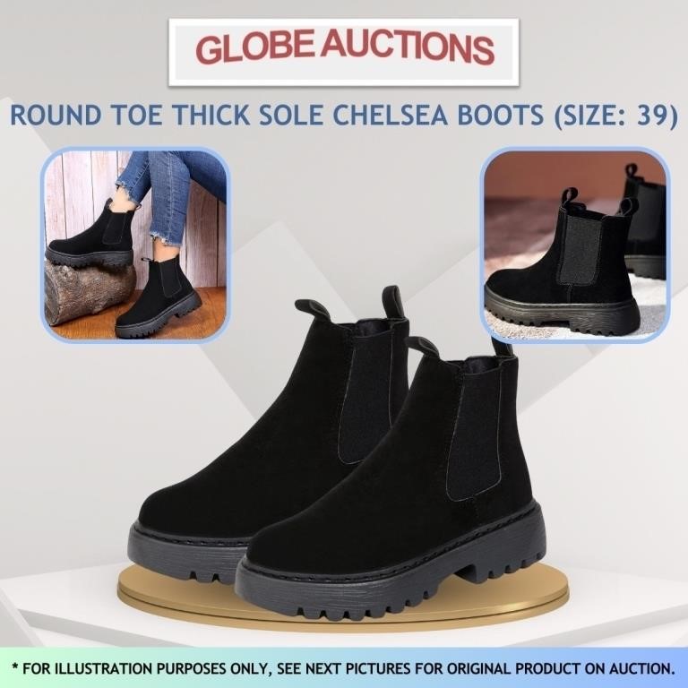 ROUND TOE THICK SOLE CHELSEA BOOTS (SIZE: 39)