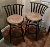 Pair of bar stools with microfiber seats