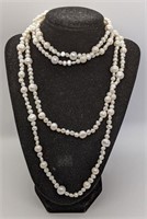 Long Cream / White Bead Necklace