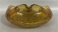 Vintage Viking Amber Crackle Glass Ashtray