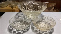 Anchor Hocking Punch Bowl and 2 Serving Bowls