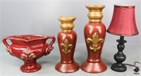 Ceramic Candle Holders, Vase & Lamp