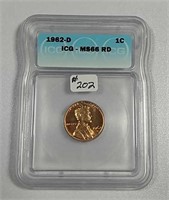 1962-D  Lincoln Cent   ICG MS-66 RD