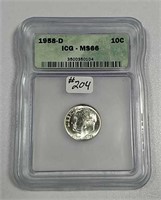 1958-D  Roosevelt Dime   ICG MS-66