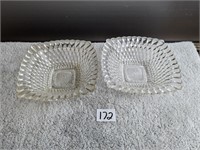 2 Clear Indiana Glass- Candy/Nut Dish