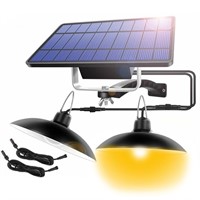 R3719  DONGPAI Solar Pendant Light, Outdoor 2-Head