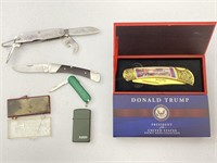 Pocket Knives, Zippo Lighter, Sharpening Stone
