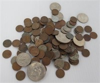 Group of coins including Eisenhower dollars,