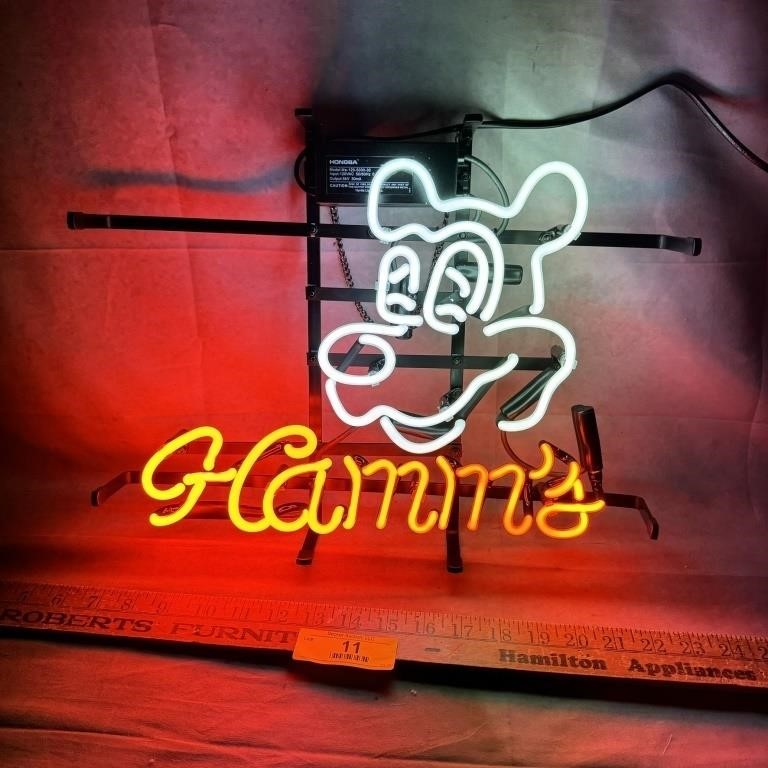 16"X12" Hamm's Bear Beer Glass Neon Sign, works