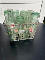 gym basket with bottles