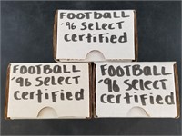 3 Boxes of football cards 1996 select certified