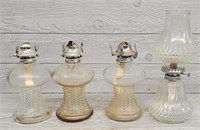 (4) Glass Oil Lamps