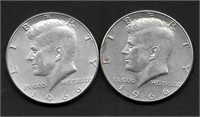 (2) 1966 JFK Silver Half Dollars