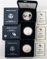 Three $1 Silver Am. Eagle One Oz. Coins