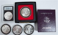 Six American Silver Eagle Dollars