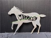 20.5"x15.5" Metal Welcome Horse Wall Art