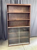 Pine Bookcase with Glass Doors