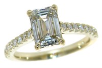 14k Gold 3.04 ct Emerald Cut Lab Diamond Ring
