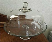 Clear Glass Pedestal Covered Cake Plate