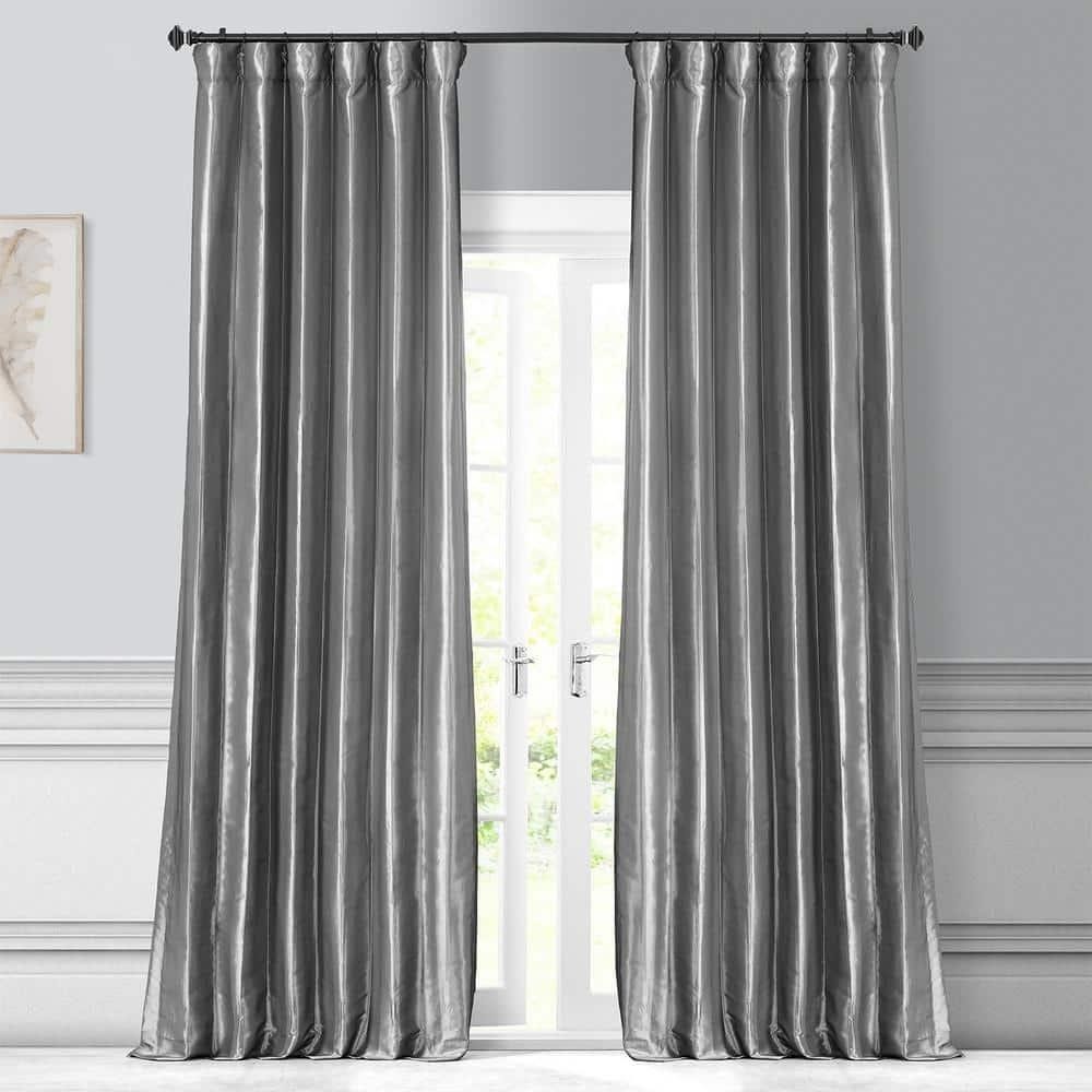 Platinum Gray Light Filtering Faux Silk Curtain