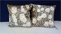 (2) Leopard Velvet Throw Pillows