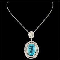 7.49ct Paraiba & 1.41ctw Diam Pendant in 18K Gold