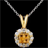 0.36ct Sapphire & 0.43ct Diam Pendant in 18K Gold