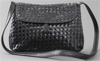 Artbag Black Woven Leather And Patent Handbag