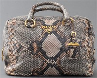 Prada Snake-Print Leather Handbag