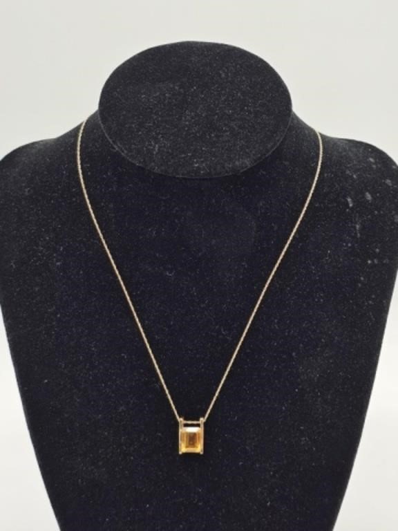 10KT GOLD CHAIN & CITRINE PENDANT - 2.58 GRAMS