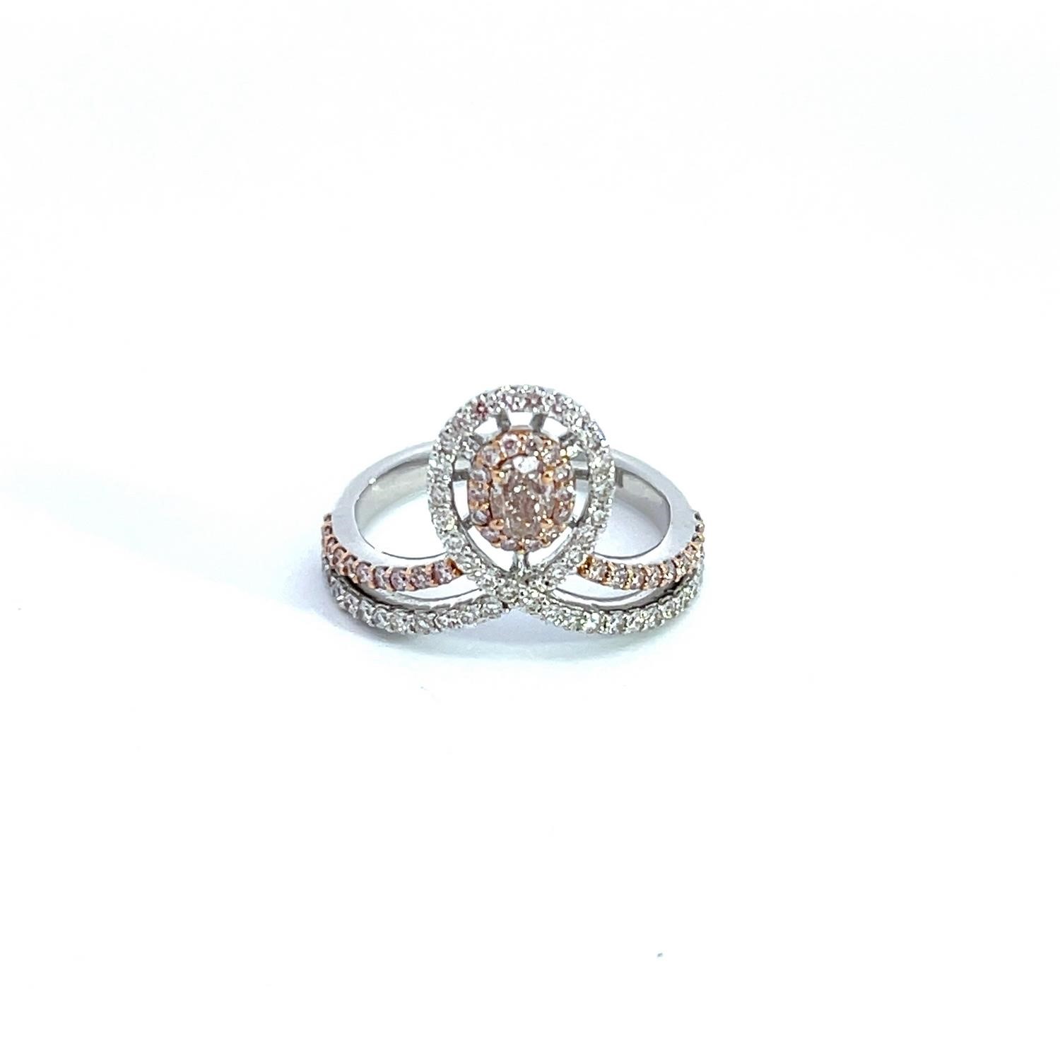 18K TWO TONE 0.41CT WHITE DIAMOND 0.51CT PINK DIAM