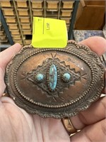 BERGERE COPPER BELT BUCKLE W TURQUOISE STONES