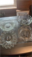 4 lead Crystal dishes, federal glass pioneer